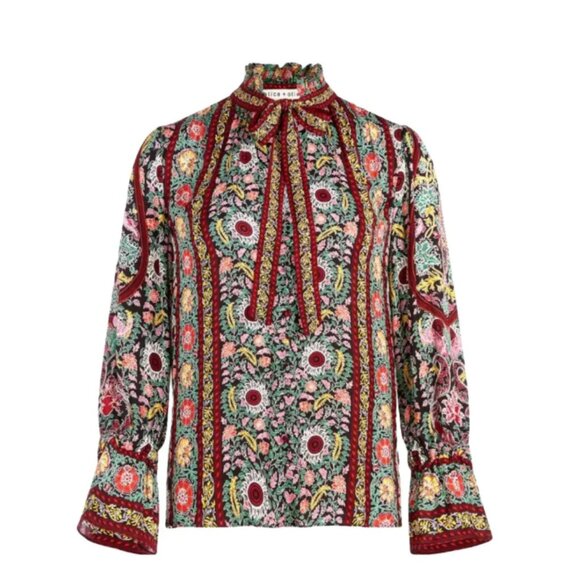 Alice + Olivia REILLY RUFFLE COLLAR BLOUSE (sz S) - Picture 3 of 10